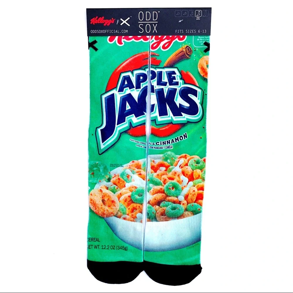 Odd Sox Apple Jacks Crew Socks Mens Womens Kelloggs Cereal Box Fun Novelty Gift